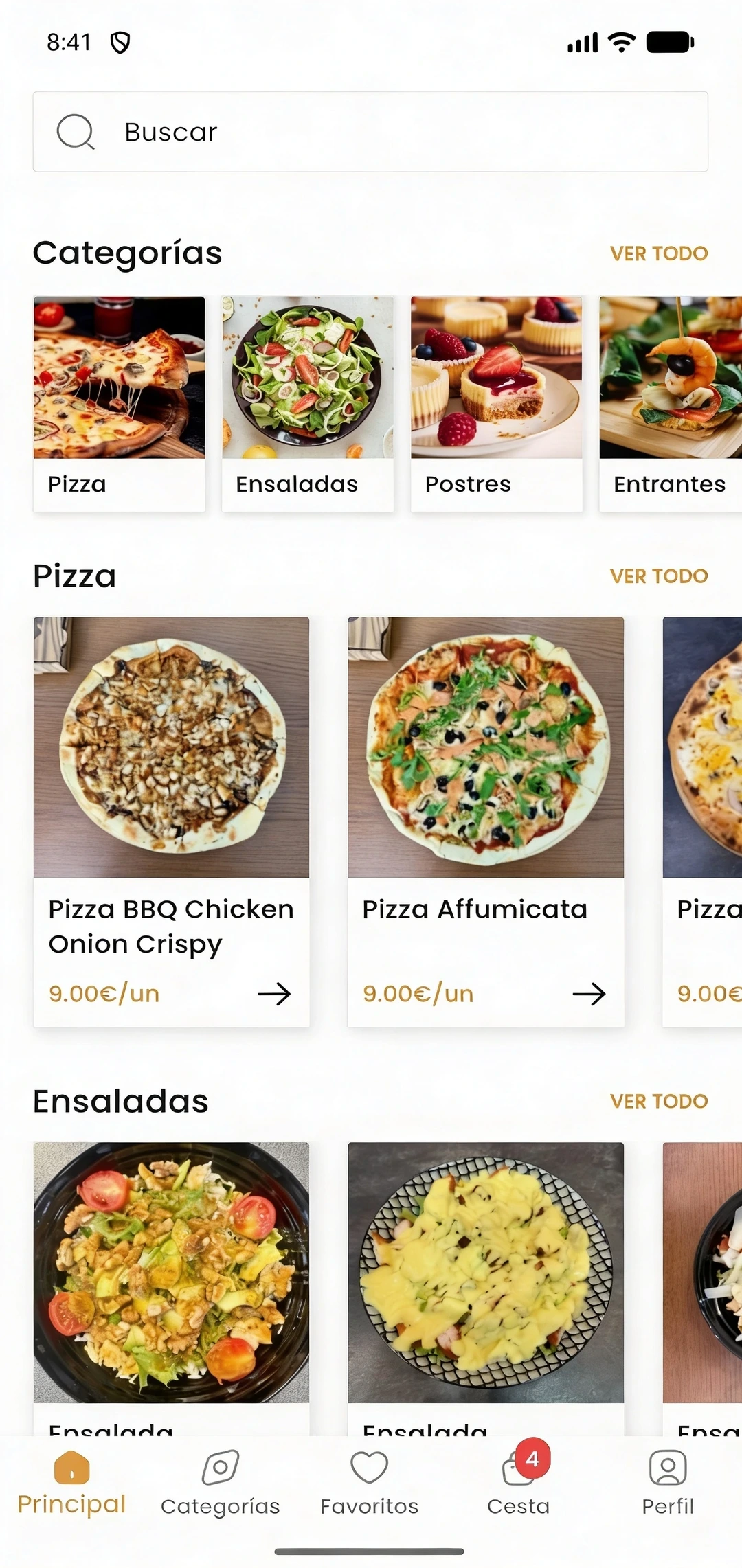 Pizza y Pollo ordering app — restaurant menu with featured lunch deal